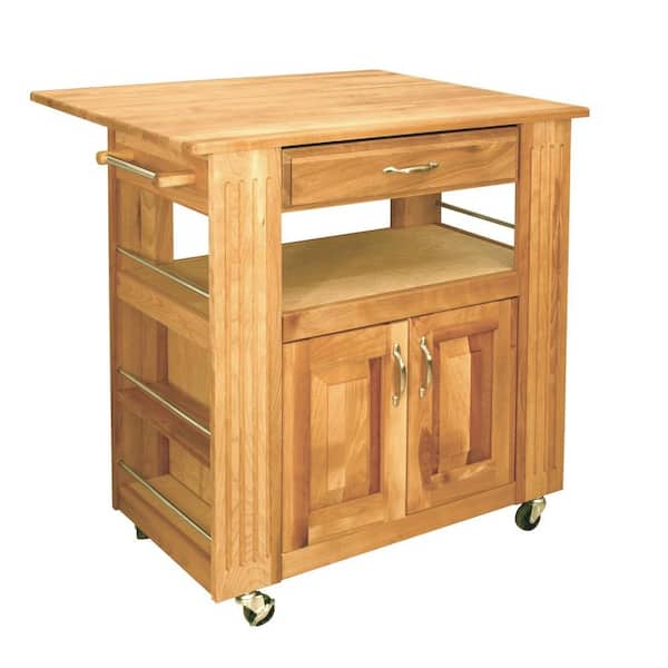 Catskill Craftsmen Heart-Of-The-Kitchen Natural Wood Kitchen Cart with Storage