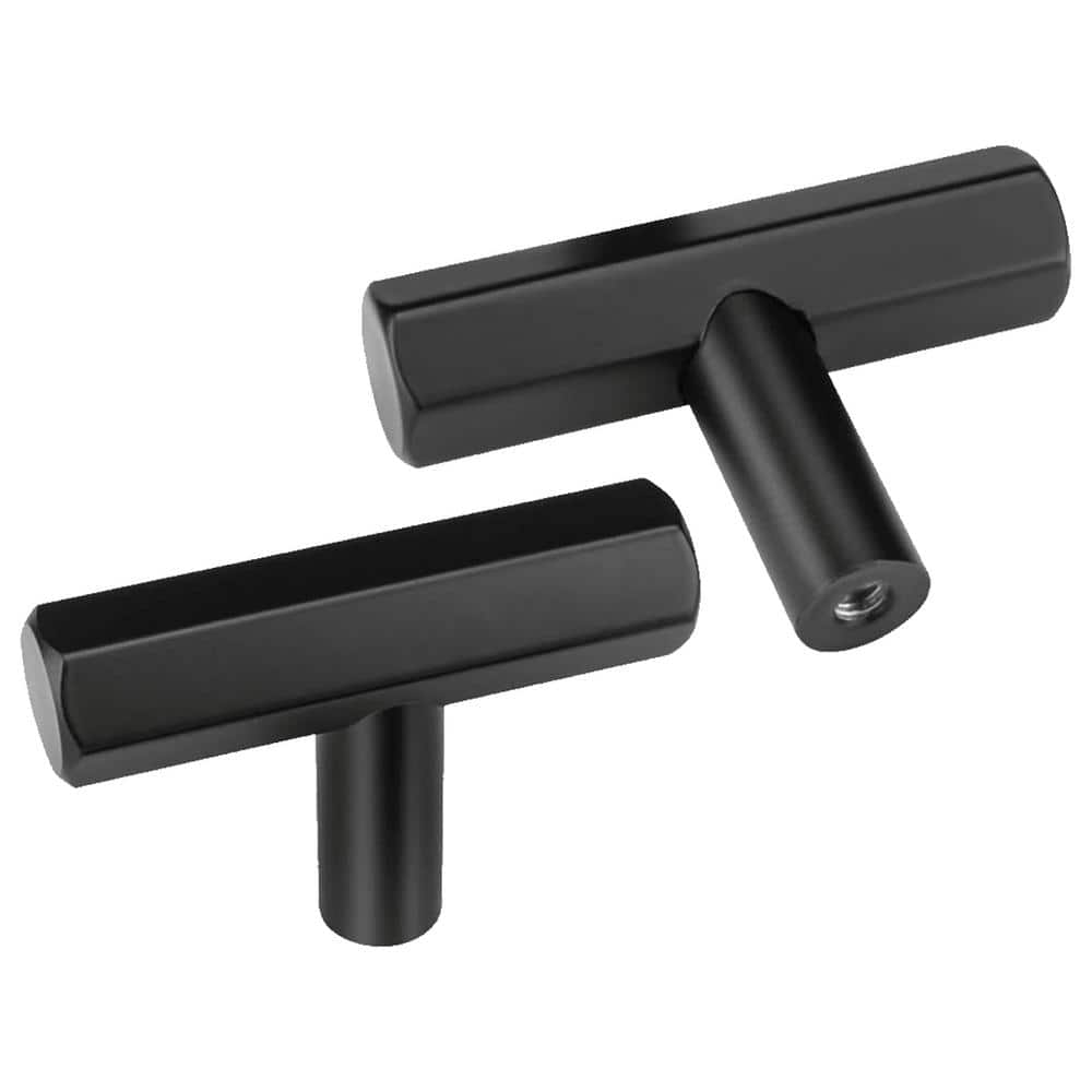 Brizza Series 2 in. (50 mm) Black Matte Solid Brass Hexagonal T-Bar Cabinet Knob (5-Pack) price history on PriceWatchPro