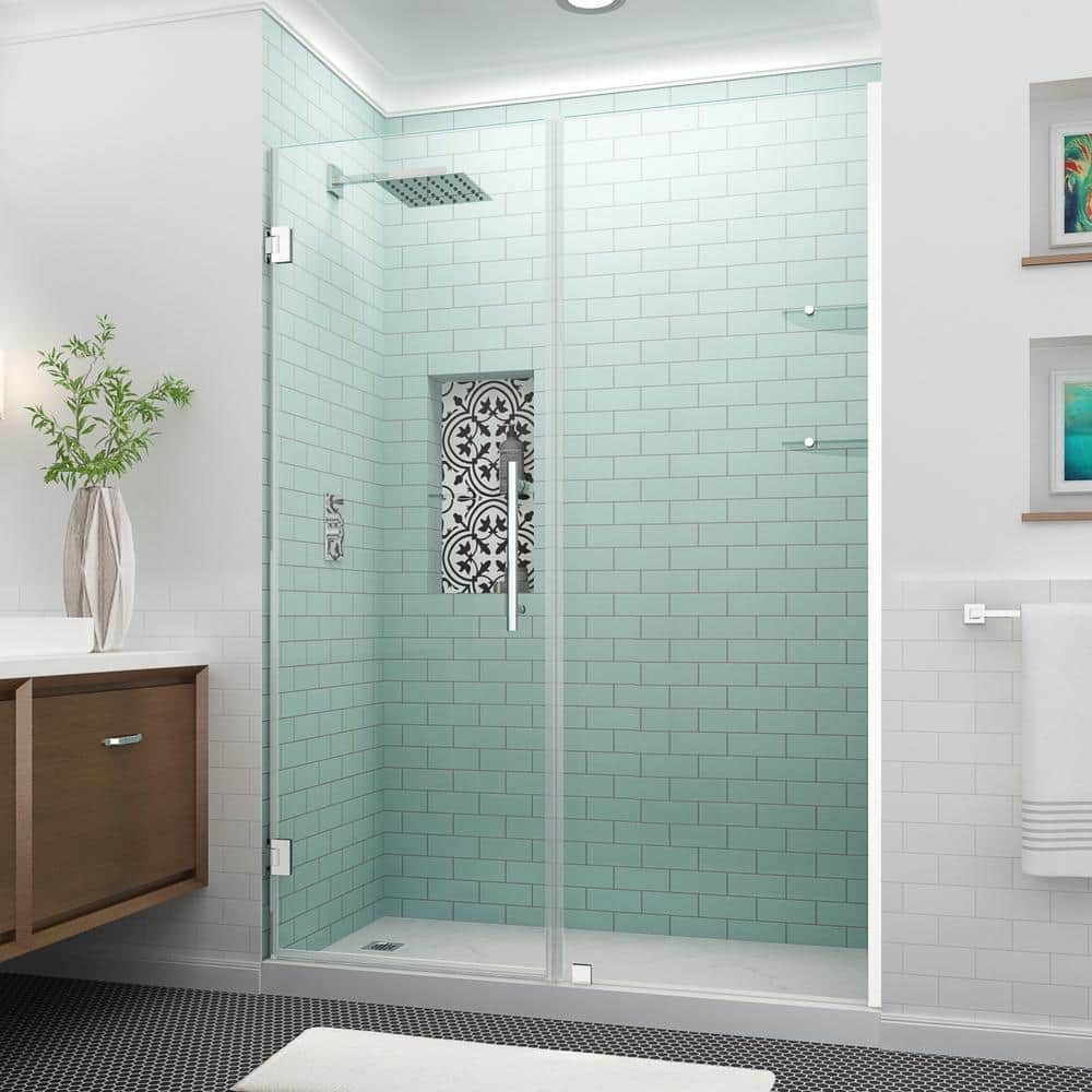 Belmore GS 62.25 in. to 63.25 in. x 72 in. Frameless Hinged Shower Door with Glass Shelves in Chrome price history on PriceWatchPro