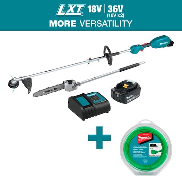 18V LXT BL Cordless Couple Shaft Power Head Kit w/Trimmer & Pole Saw Attachments (4.0Ah) & Trimmer Line, 0.080", 175'