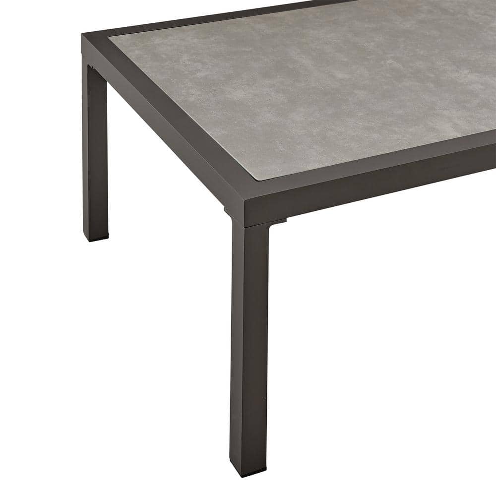 Mareike Brown Aluminum and Ceramic Outdoor Coffee Table