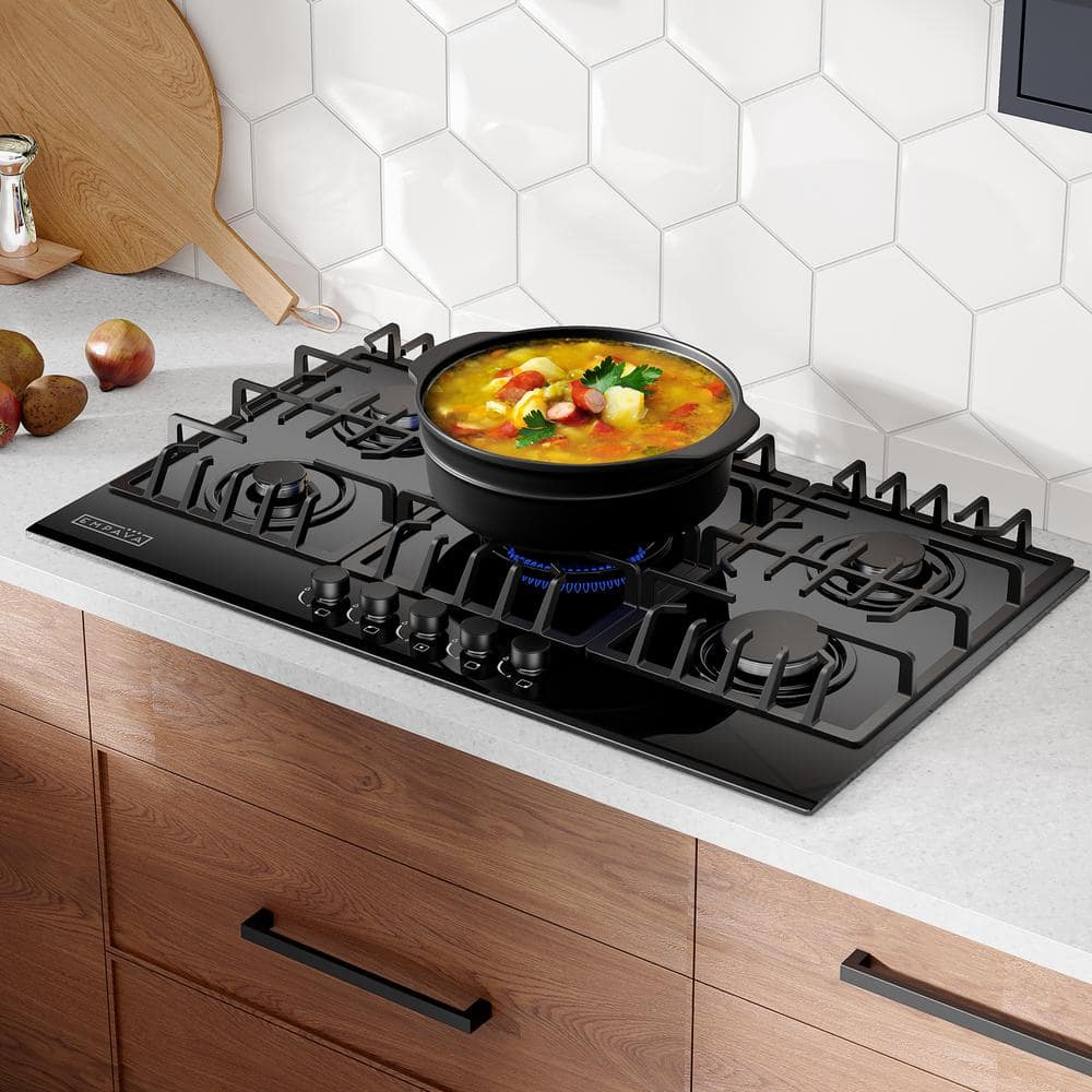 Empava 36" Black Ceramic Stainless Steel 5 Burner Cooktop