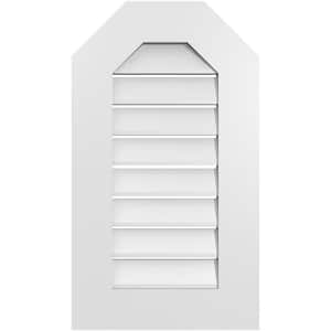 16 in. x 28 in. Octagonal Top Surface Mount PVC Gable Vent: Functional with Standard Frame