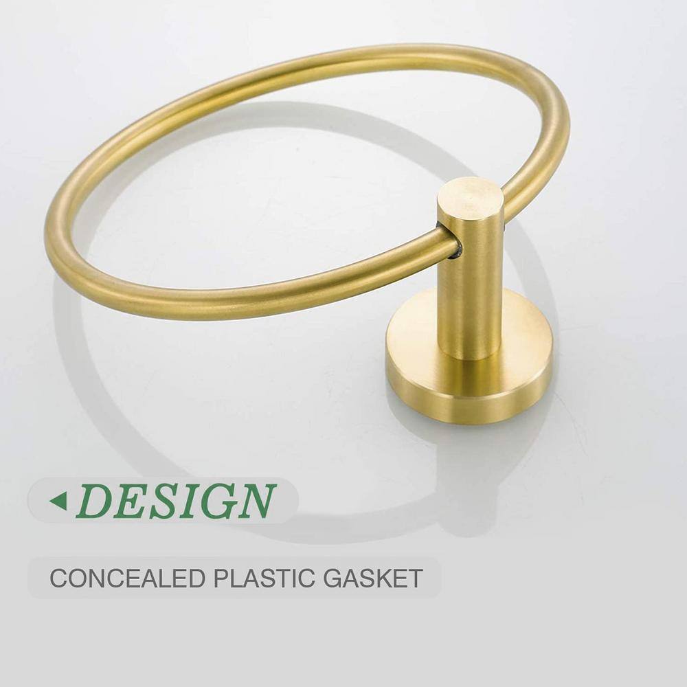 Brushed Gold Stainless Steel Wall Mounted Towel Ring Set