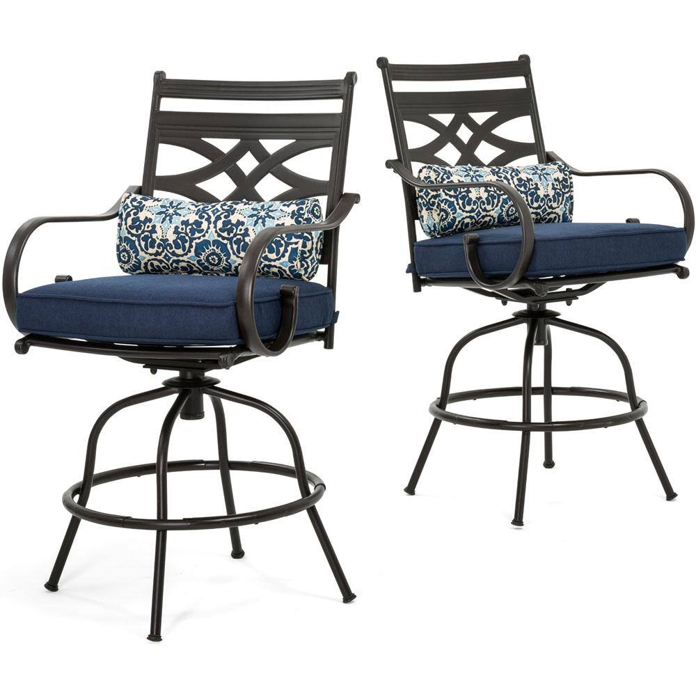 Elegant Navy Blue 3-Piece High-Dining Patio Set with Swivel Chairs