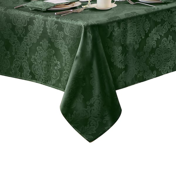 Elrene 60 in. W x 102 in. L Hunter Barcelona Damask Fabric Tablecloth
