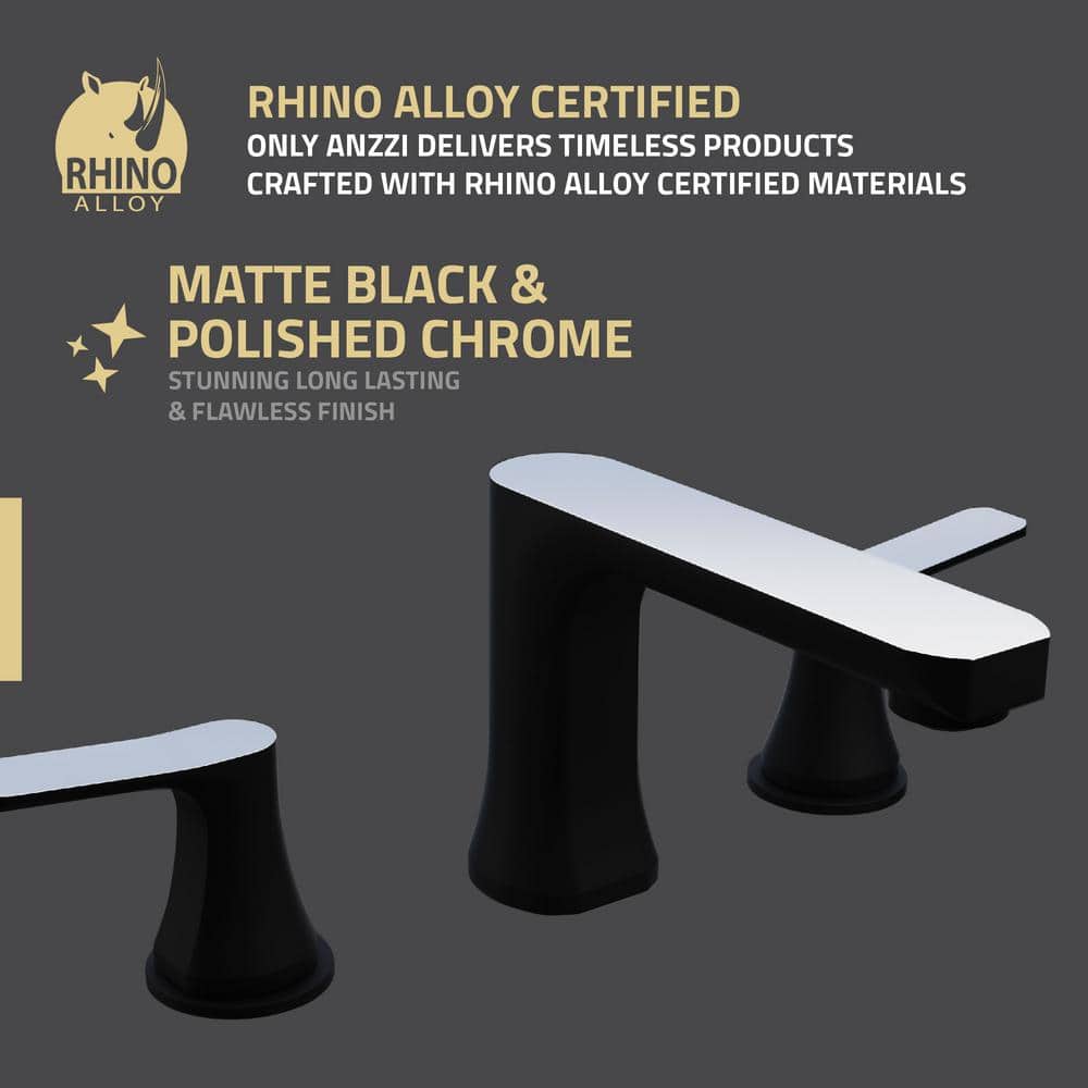 Matte Black and Chrome 2-Handle Widespread Bathroom Faucet
