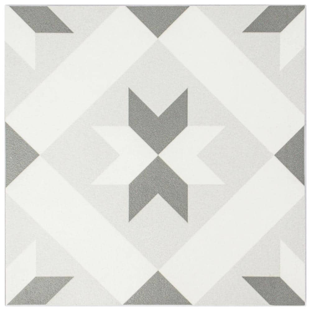 Felix 7x7 Greyscale Matte Porcelain Patterned Tile