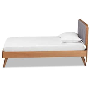 Dilara Dark Gray and Walnut Twin Platform Bed