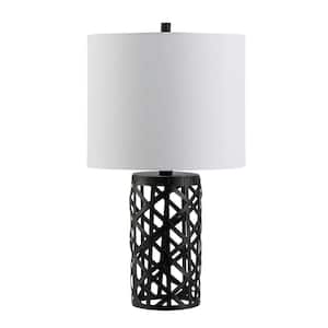 Berny 22 in. Black Table Lamp with White Shade