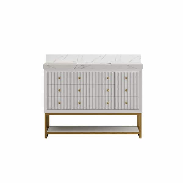 Wilton 48 in. Single Sink Freestanding White Bath Vanity with White Cultured Marble Top Assembled
