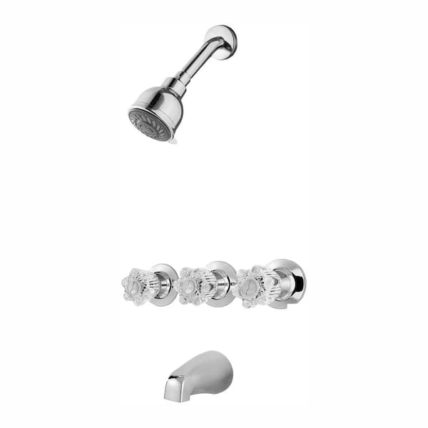 Pfister Bedford Triple Handle 3-Spray Tub and Shower Faucet 1.8 GPM in Polished Chrome (Valve Included)