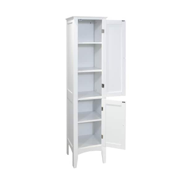 Homfa Corner Storage Cabinet, Wooden 4 Doors Linen Cabinet