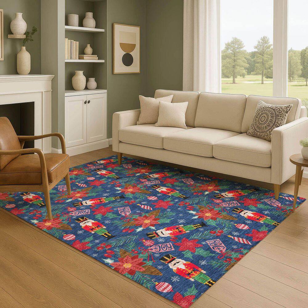 Mayfield Premium Machine Washable Abstract AMF1822 Navy 8 ft. x 10 ft. Area Rug price history on PriceWatchPro