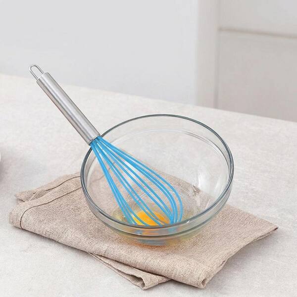 Stainless Steel Kitchen Whisk Set Polished Wire Whisks Non-Stick Coated Easy Clean Cooking Tool 3-Pack, Blue