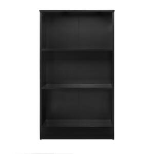 43 in. Black Wood 3-Shelf Basic Bookcase with Adjustable Shelves