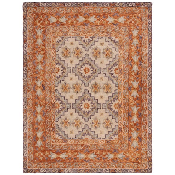 Aspen 9 ft. x 12 ft. Brown/Purple Geometric Medallion Area Rug