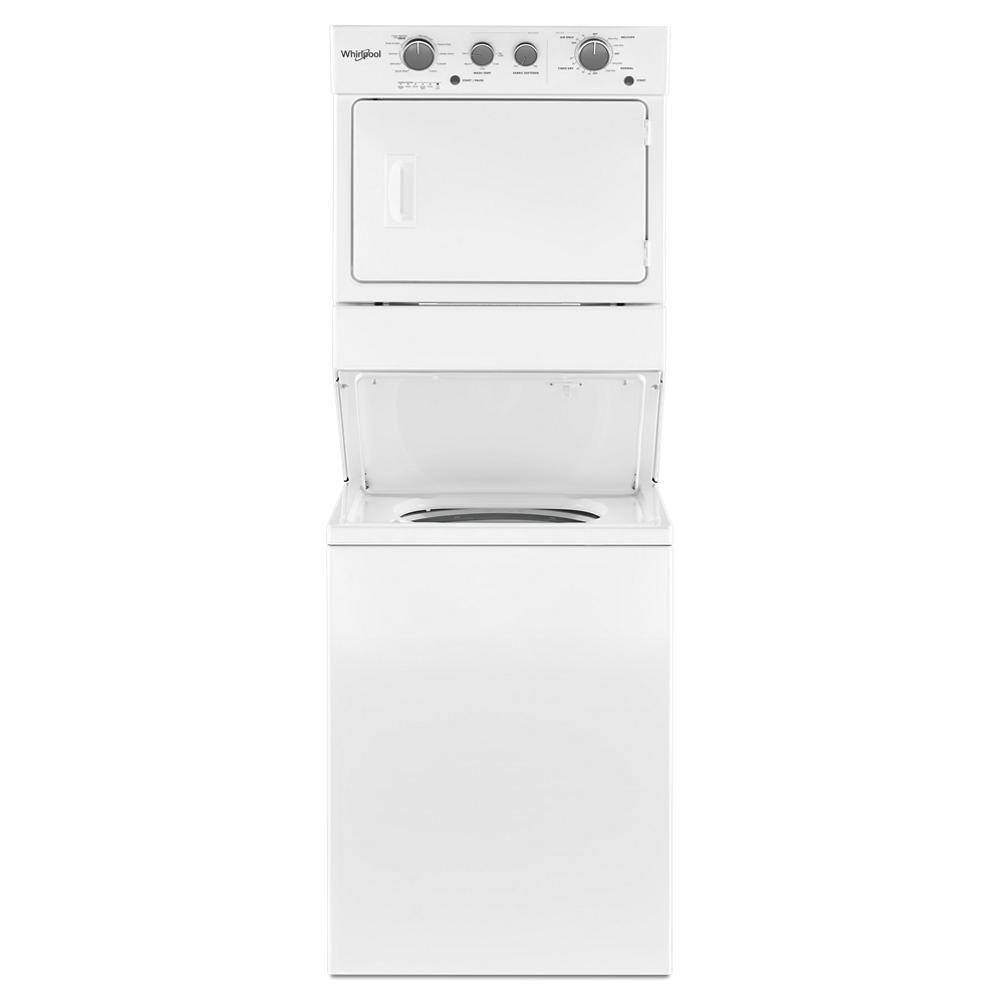 White Electric Stacked Laundry Center with 9 Wash Cycles