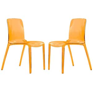 Murray Modern Lightweight and Stackable Dining Chair Set of 2 in Transparent Orange