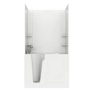Rampart 4.4 ft. Walk-in Air Bathtub with Easy Up Adhesive Wall Surround in White