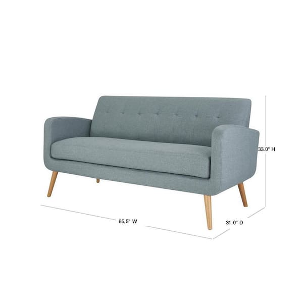 Handy Living Kingston Light Blue Linen Mid Century Modern Sofa With Natural Legs Kst Sx Sln52 Nt The Home Depot