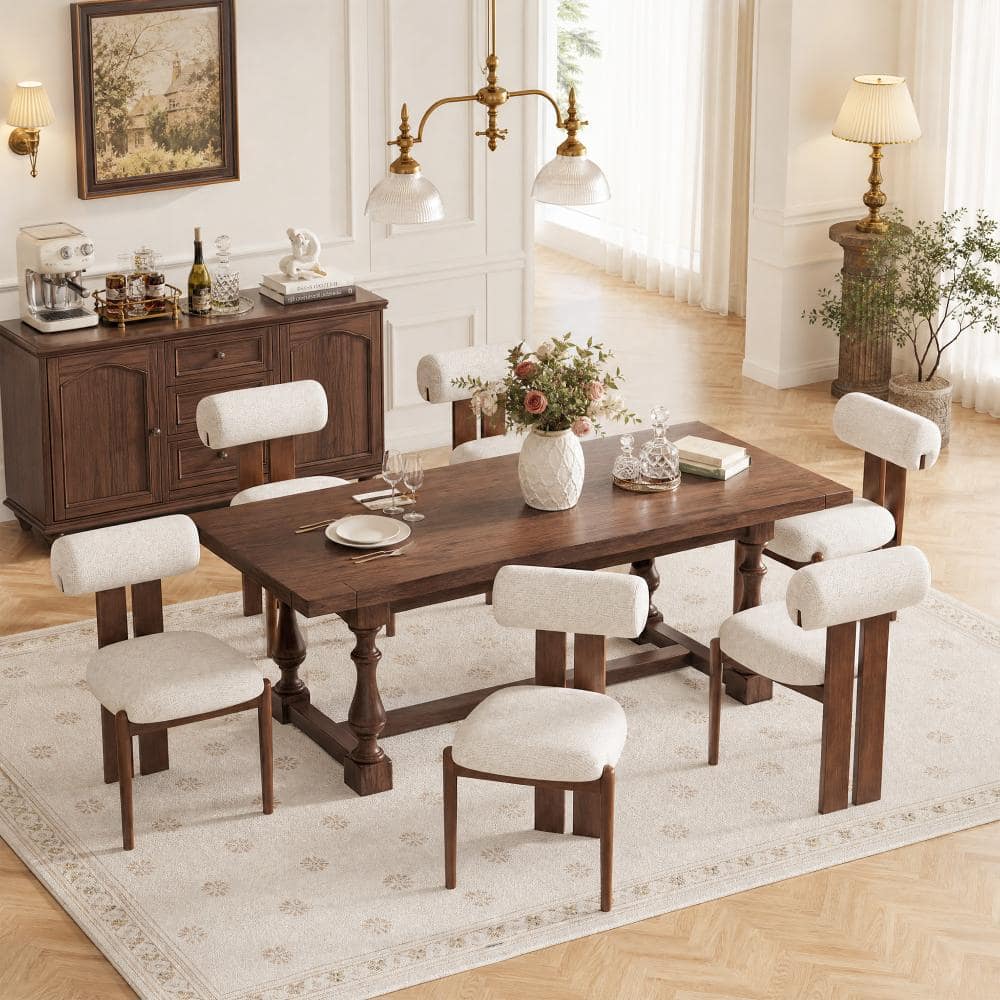 Beige Dining Chair with Cushioned Back Support and Solid Wood Legs(Set of 6) price history on PriceWatchPro