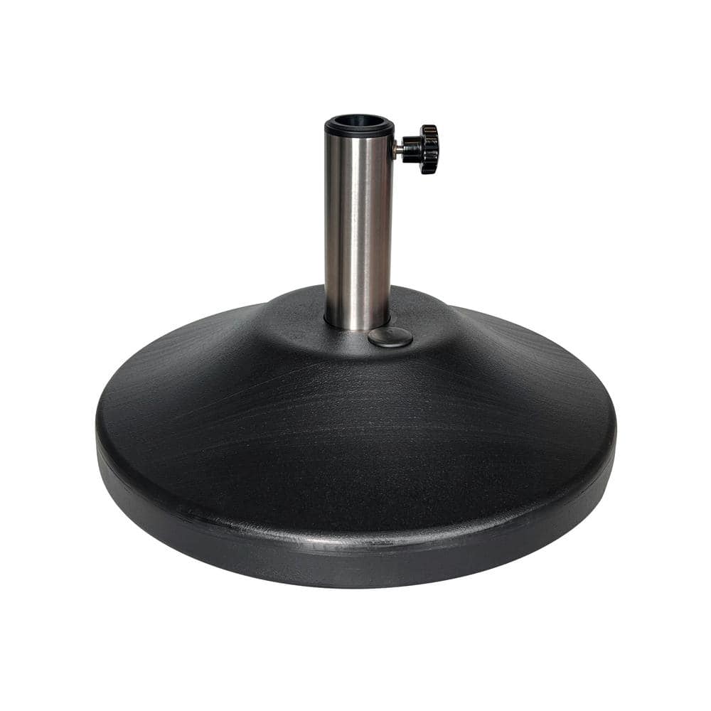 Black Stainless Steel Fillable Patio Umbrella Base with Wheels