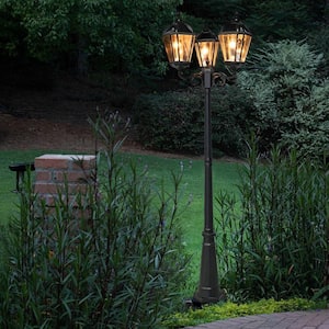 GAMA SONIC Victorian Morph 2-Light Black Outdoor Solar Lamp Post