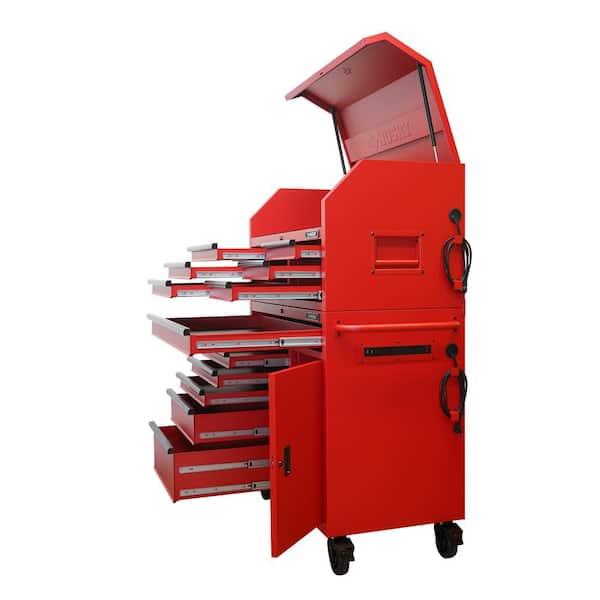 44 in. W 12-Drawer Deep Combination Tool Chest and Rolling Cabinet Set in Matte Red with Extended Side Table 44 in. W 12-Drawer Deep Combination Tool Chest and Rolling Cabinet Set in Matte Red with Extended Side Table