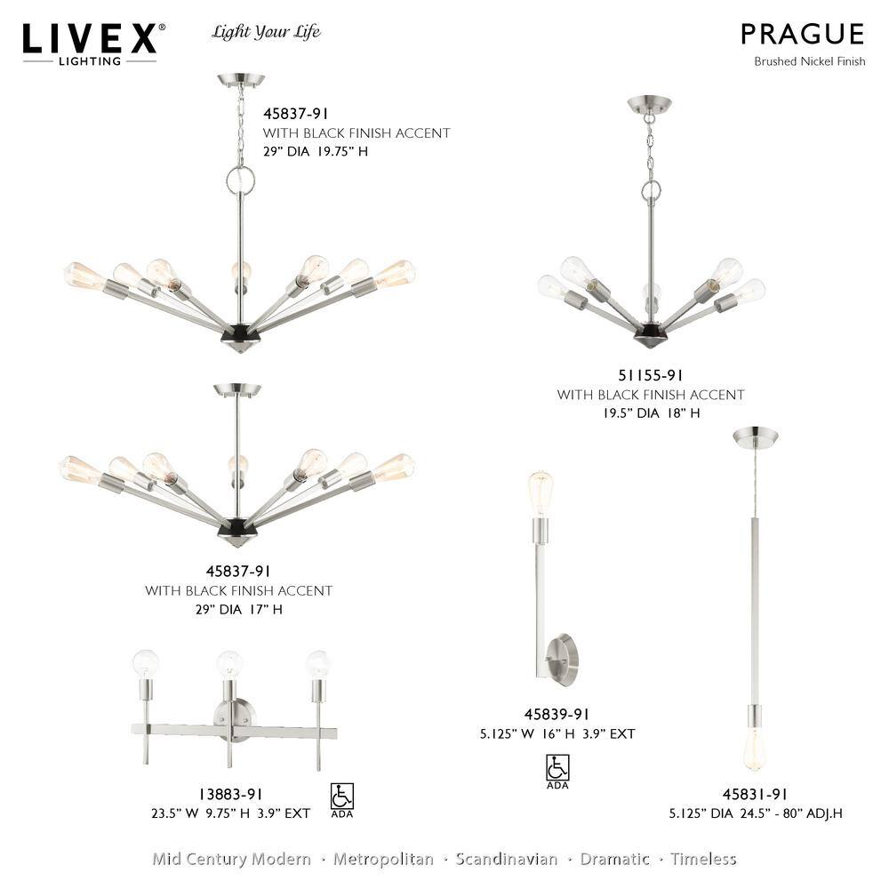 Prague Brushed Nickel 16" Contemporary Crystal Rod Sconce