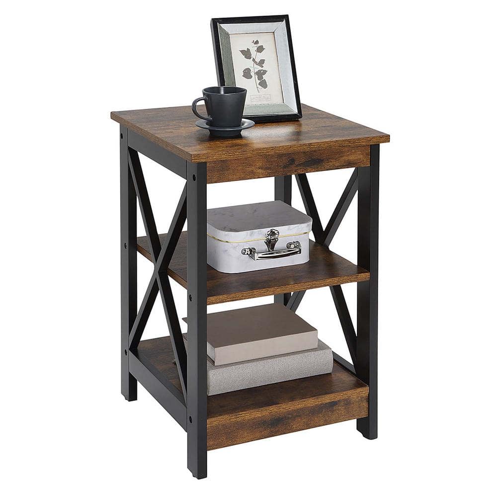 Oxford Barnwood and Black Rectangular Wood Metal End Table