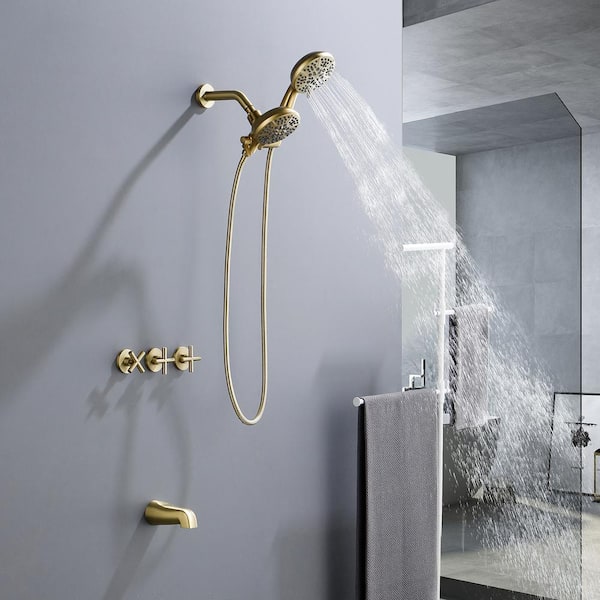 2 IN 1 Triple Handle 49-Spray Tub and Shower Faucet 2 GPM