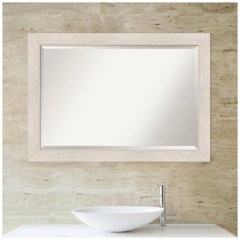 41" x 29" Whitewash Wood Bathroom Vanity Mirror