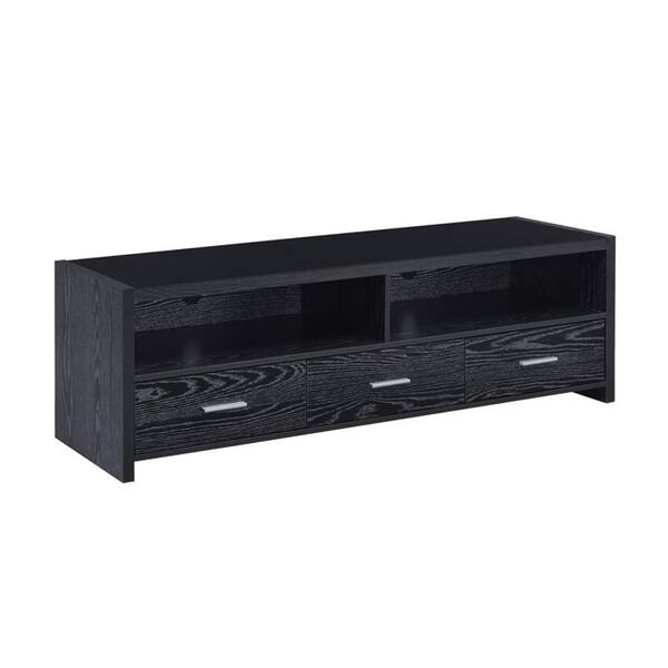 Benjara 61.25 in. Black Wood TV Stand Fits TVs up to 55 in. with Storage