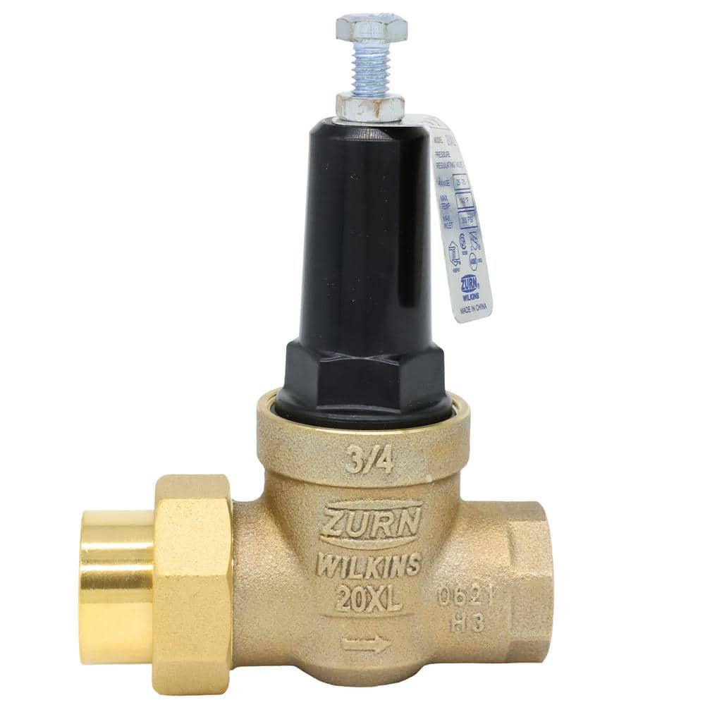 3/4 in. Bronze Double Union Push-To-Connect Water Pressure Regulator with  Gauge