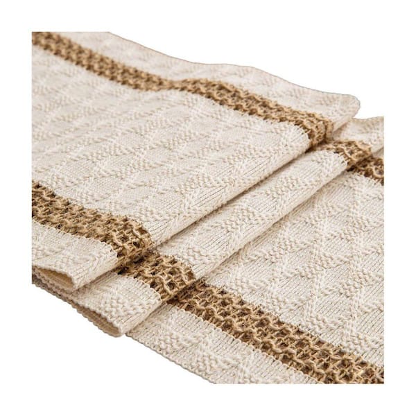 Boho 12 in. W x 132 in. L Beige Geometric Polyester Table Runner