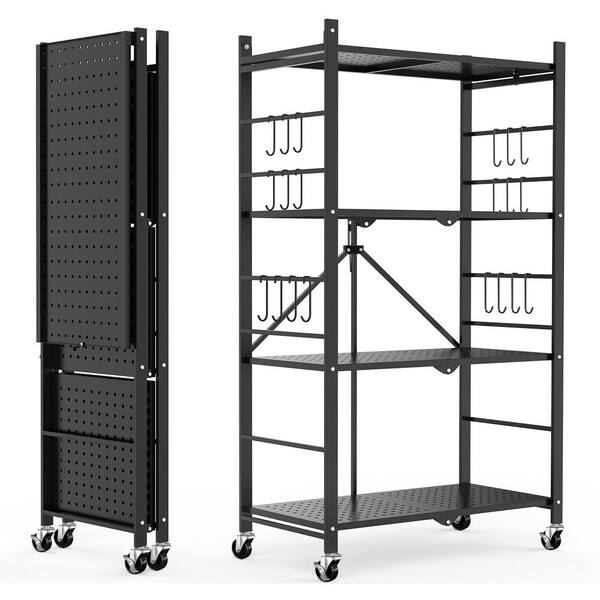 TAZPI 4-Tier Collapsible Storage Shelves Folding Pantry Shelves