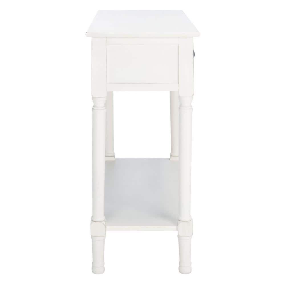 Tate Modern Farmhouse 40" White Wood & Metal Console Table with Storage