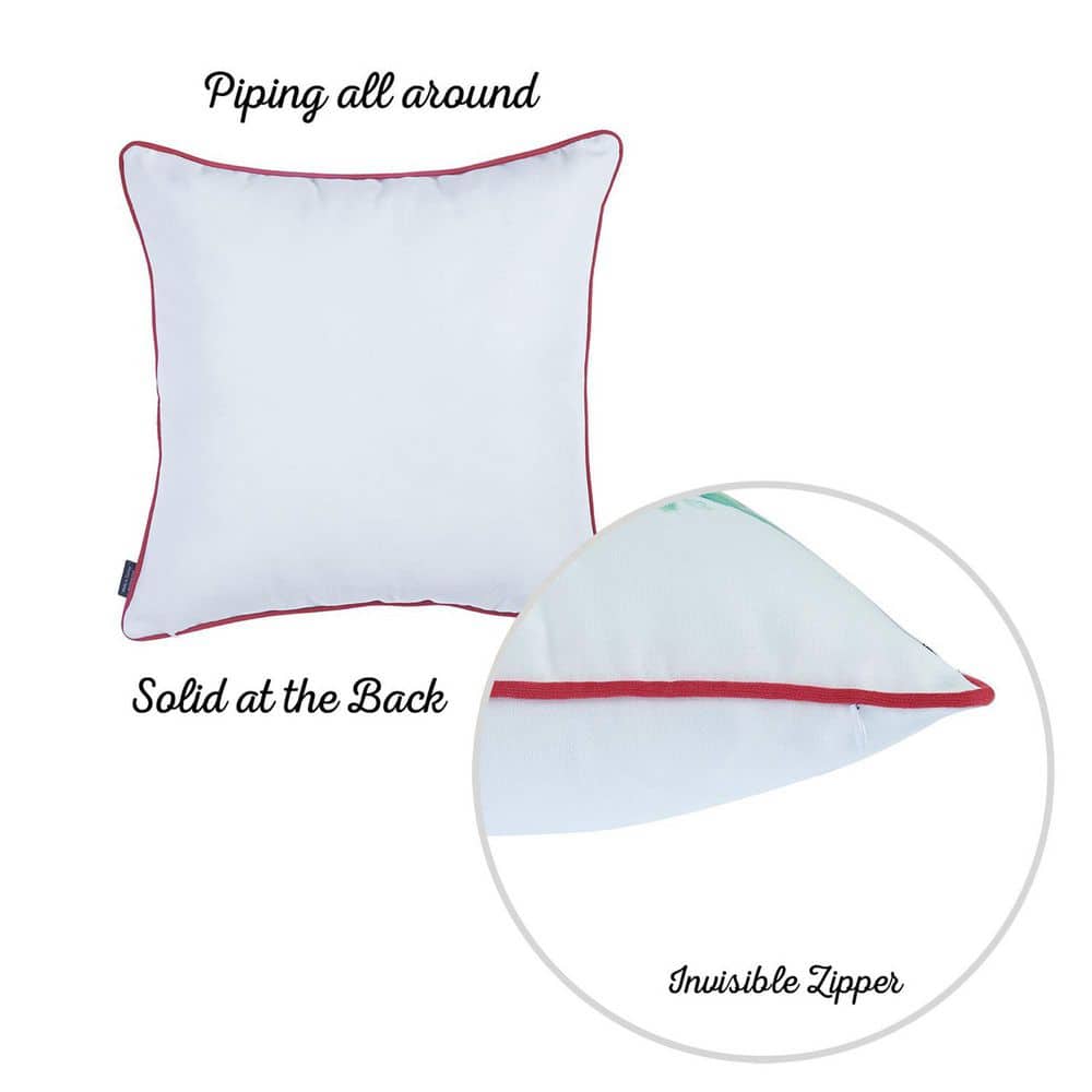 Christmas Floral White and Red Polyester Throw Pillow