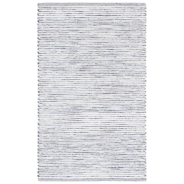 SAFAVIEH Montauk Navy/Ivory Doormat 2 ft. x 3 ft. Solid Color Striped Area Rug