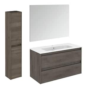 Ambra 39.8 in. W x 18.1 in. D x 22.3 in. H Bathroom Vanity Unit in Samara Ash with Mirror and Column
