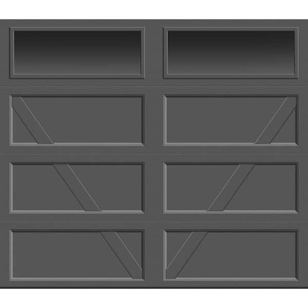 Bridgeport Steel Extended Panel 8 ft. x 7 ft. Insulated 18.4 R-Value White Garage Door with Long Clear Glass Windows