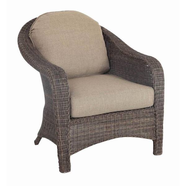 Hampton Bay Walnut Creek Patio Club Chair with Wheat Cushion (2-Pack)-DISCONTINUED