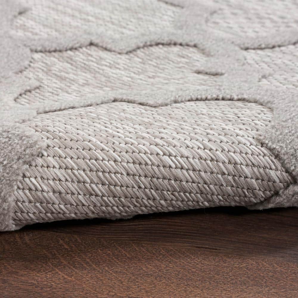 Silver Grey Trellis Flat Woven 8' x 10' Synthetic Rug