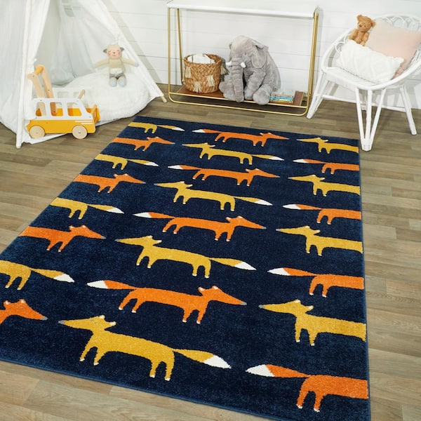 Modern Fox Blue 4 ft. x 6 ft. Kids Area Rug