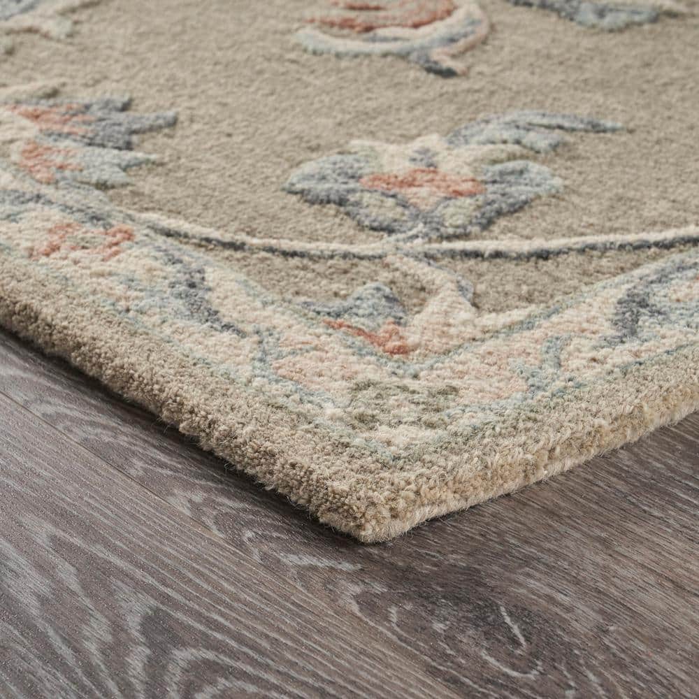 Victorian Mirroring Floral Bloom Hand-Tufted Wool Rug 5' x 7' Blue