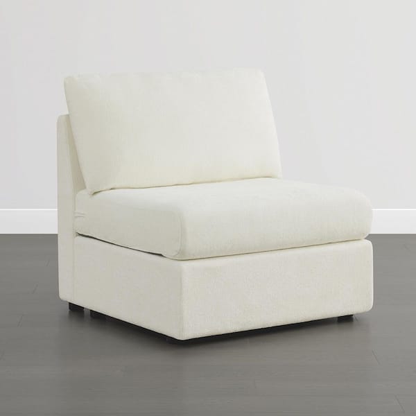 Wells 33.9 in. Fabric Modern Armless Chair for Modular Sectional Sofa in Cream,FSC Certified