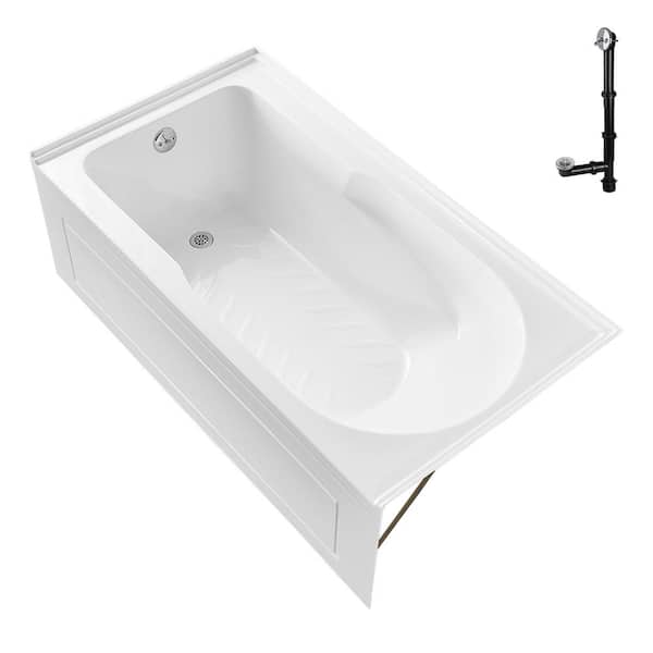 GA-308-18-CH 60 in. x 32 in. Acrylic Soaking Alcove Bathtub in Glossy White with Left-Hand Drain in Polished Chrome