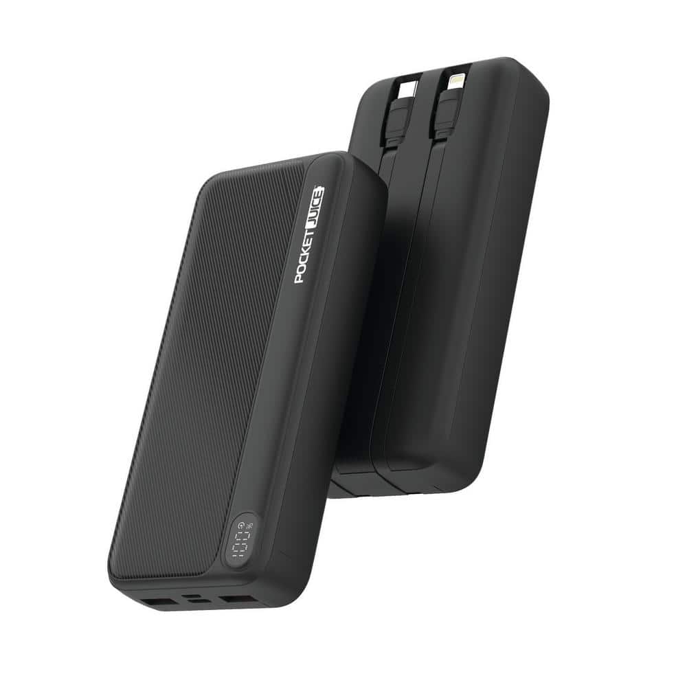 yomi 800% シークレット Tzumi 20,000 mAh Pocket Juice Power Bank with Integrated Cables