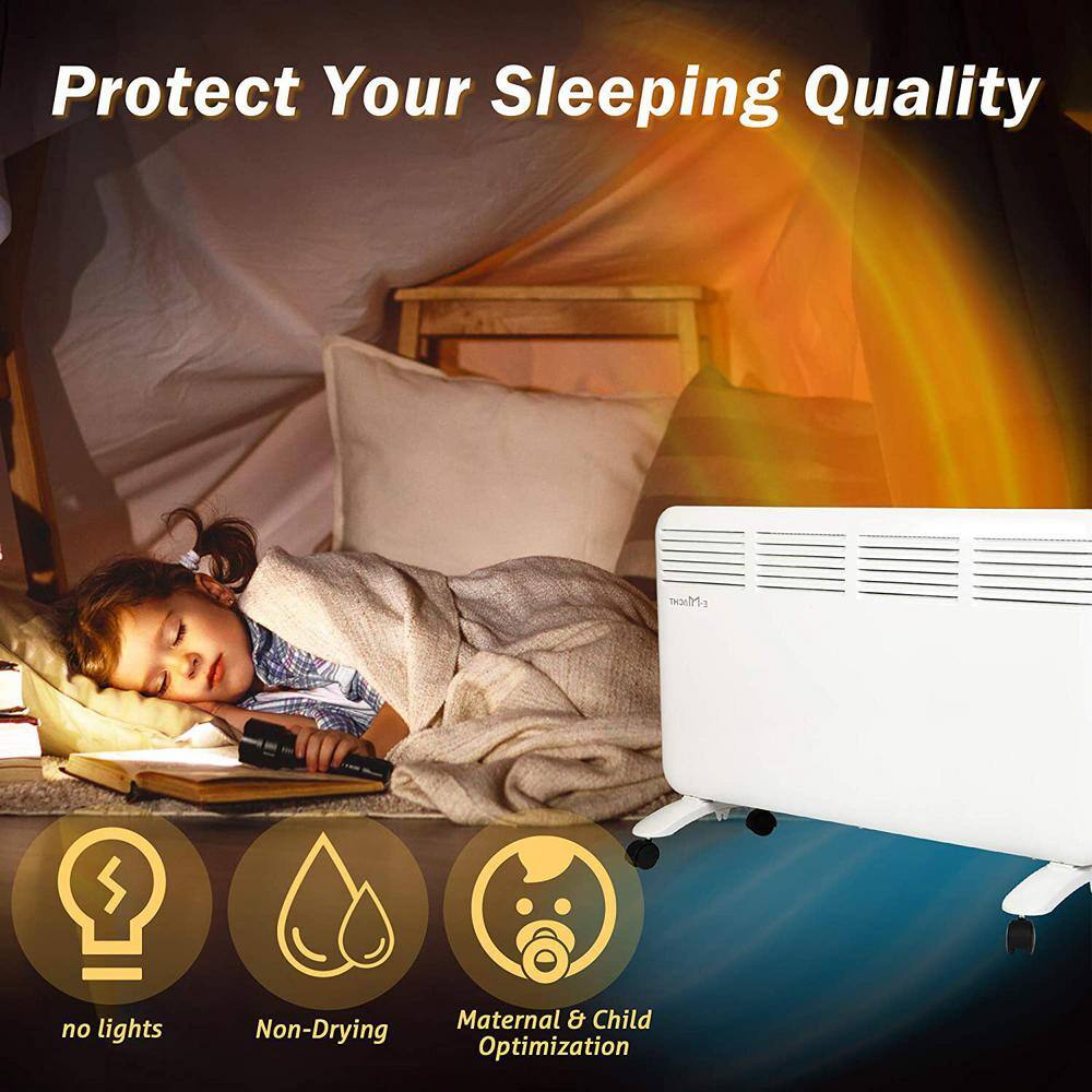 White 1500W Electric Convection Heater with Digital Thermostat